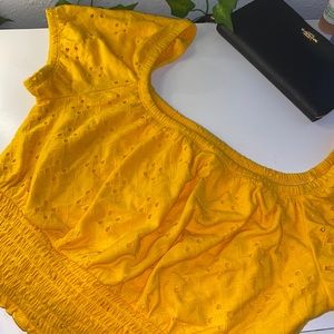 Cropped yellow on/off the shoulder top